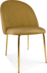 Scaun bucatarie INCA VELVET din catifea cu picioare aurii, mustar