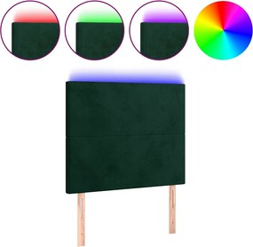 vidaXL Tăblie de pat cu LED, verde închis, 100x5x118/128 cm, catifea
