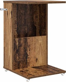 vidaXL Masă laterală cu roata Lemn vechi 40 x 35 x 60 cm Lemn compozit