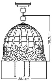 Quoizel QZ-ROSECLIFFE-P - Candelabru Tiffany ROSECLIFFE suspendat pe lanț, 3xE27/100W/230V