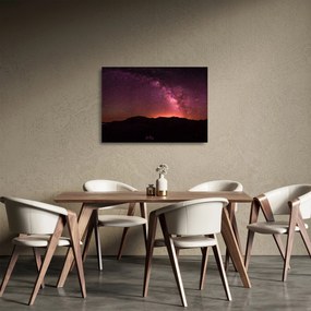 Tablou pe sticlă calea lactee roz (70x50 cm)