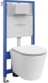 Mexen set WC încastrat cadru Felix Slim cu vas de toaletă Rico și capac de toaletă cu închidere lentă, Albă mat - 61030724001