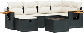 vidaXL Set canapele de grădină cu perne, 7 piese, negru, poliratan