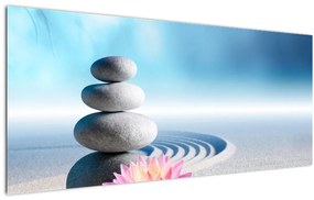 Tablou cu nisip, crin și pietrele spa (120x50 cm)