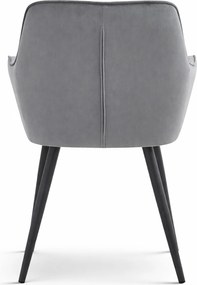 Fotoliu de sufragerie VARSI VELVET cu picioare negre, gri