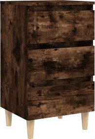 vidaXL Noptieră cu picioare lemn masiv, stejar afumat, 40x35x69 cm
