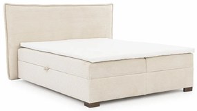 Pat boxspring bej cu spațiu de depozitare 200x200 cm Lysa – Ropez