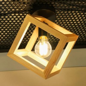 Plafonieră Klausen Rhombus PL1 Relax Lemn Natur 24x22x22 cm, E27 15W, Design Modern, Iluminat Interior Ideal pentru Dormitor, Hol sau Dining
