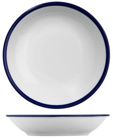 Set de veselă din porțelan, 24 piese, alb/albastru