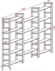 Biblioteca , stil industrial seria A-627,180x27x170 cm ,PL255