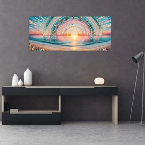 Tablou – Mozaic al soarelui la apus (120x50 cm)