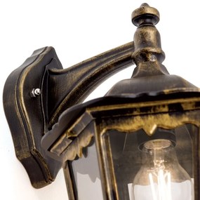 Aplica de perete exterior stil clasic IP43 Puchberg AL 11K/82571 schwarz-gold/rauch OR