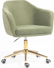 HR832K Scaun Catifea Reiată Premium culoare verde salvie cu Bază Aurie