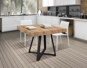 Masa Ariel extensibila, picior metalic negru - BLAT RUSTIC