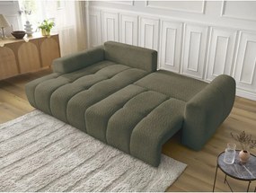 Colțar kaki extensibil/cu spațiu de depozitare cu tapițerie din țesătură bouclé (cu colț pe partea stângă/cu șezlong) Roxelane – Bobochic Paris