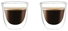 Set 2 pahare cafea, pereți dubli, sticlă borosilicată, 70 ml
