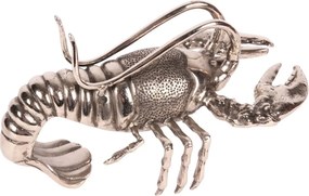 Suport pentru sticlă de vin din aluminiu reciclat, argintiu, homar decorativ, decor marin, finisaj lucios, 21 x 41 x 22 cm, „Homard”