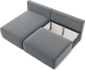 Colțar gri extensibil/cu spațiu de depozitare cu tapițerie din catifea (cu colț pe partea stângă/cu șezlong) Kalena – Makamii