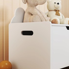 AIYAPLAY Cutie pentru jucării din lemn în formă de urs cu capacitatea de 20 kg, 60x38x48 cm, alb | Aosom Romania