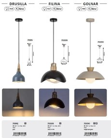 Pendul stil nordic metal negru Filina