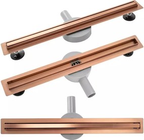 Set rigola pentru dus plus capac Rea Neo Pure Slim finisaj cupru periat 80 cm