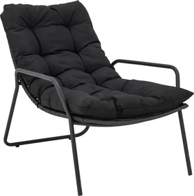 Set fotoliu si taburet, negru, cu perne, Boel