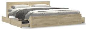 3295536 vidaXL Cadru de pat cu tăblie stejar sonoma 200x200 cm lemn prelucrat