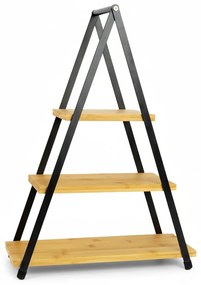 Pateră cu trei niveluri, cu rafturi din lemn, 53 cm