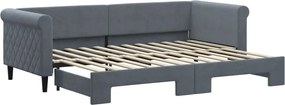 vidaXL Pat de zi cu extensie, gri închis, 80x200 cm, catifea