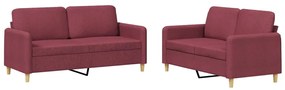 3202092 vidaXL Set canapea cu perne, 2 piese, roșu vin, material textil