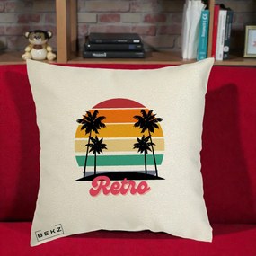 Perna Decorativa Retro Sunset Palmieri, 40x40 cm, Ecru, Husa Detasabila, Perna Inclusa, BEKZ®