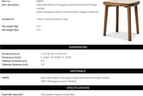 Masuta laterala LUX, Marmura, Lemn, Wilma