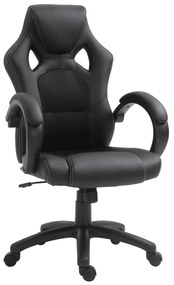 HOMCOM Scaun pentru birou, cu roti rotative la 360°, scaun gaming, inaltimea reglabila, Negru | Aosom Romania