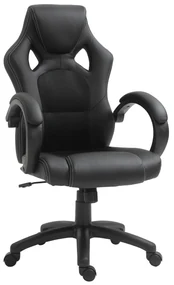 HOMCOM Scaun pentru birou, cu roti rotative la 360°, scaun gaming, inaltimea reglabila, Negru | Aosom Romania