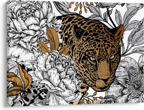 Tablou - Leopard între flori (70x50 cm)