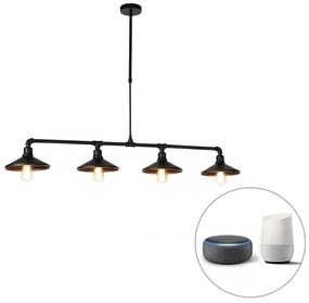 Lampă suspendată inteligentă neagră cu 4 lumini incl. Wifi ST64 - Laser