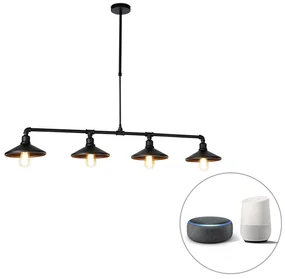 Lampă suspendată inteligentă neagră cu 4 lumini incl. Wifi ST64 - Laser