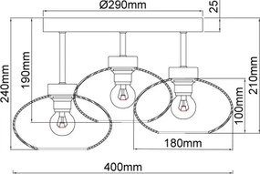 Globo 15572-3D - Plafonieră aplicată SHAUN 3xE27ILLU/40W/230V neagră