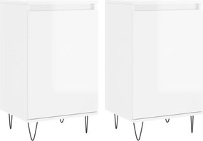 vidaXL Dulapuri, 2 buc., alb extralucios, 40x35x70 cm, lemn prelucrat