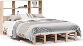 vidaXL Pat cu bibliotecă fără saltea, 160x200 cm, lemn masiv
