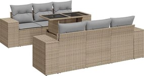 vidaXL Set canapele de grădină, 7 piese, cu perne, bej, poliratan