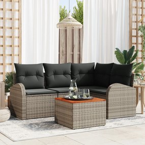 vidaXL Set canapea de grădină 5 piese cu perne gri ratan poli acacia