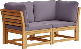 vidaXL Canapea de grădină cu perne, 2 locuri, lemn masiv de acacia