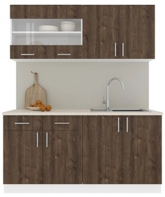 Set haaus V8, Stejar Bronz/Alb, Blat Thermo 28 mm, L 160 cm