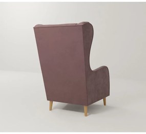 Fotoliu wing roz cu tapițerie din catifea Carole – Ropez