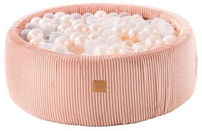Piscina uscata cu 200 de bile 7cm (Alb perlat Transparent) MeowBaby Aesthetic, 90x30 cm, Premium Velur reiat corduroy Roz
