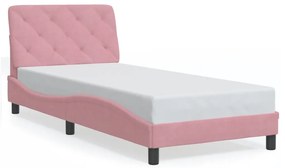 3207904 vidaXL Cadru de pat cu tăblie, roz, 90x200 cm, catifea
