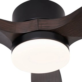 Ventilator de tavan negru cu imprimeu de lemn 132cm incl. LED Dimmabil cu telecomandă - Joly