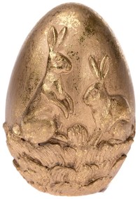 Oul decorativ de aur cu iepurași,  6 x 10 cm