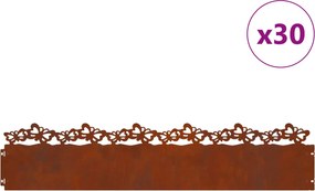 vidaXL Borduri pentru gazon 30 pcs Ruginit 103 x 0,05 x 22 cm